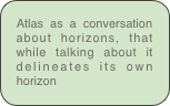 Atlas as a conversation about horizons, that while talking about it delineates its own horizon